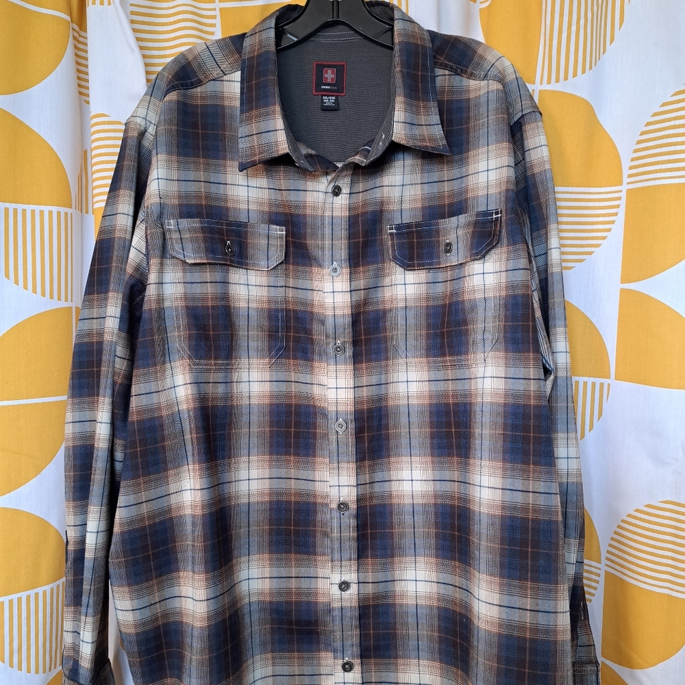 Swiss Tech Men's Long Sleeve Outdoor Flannel Shirt Mambo Plaid XXL